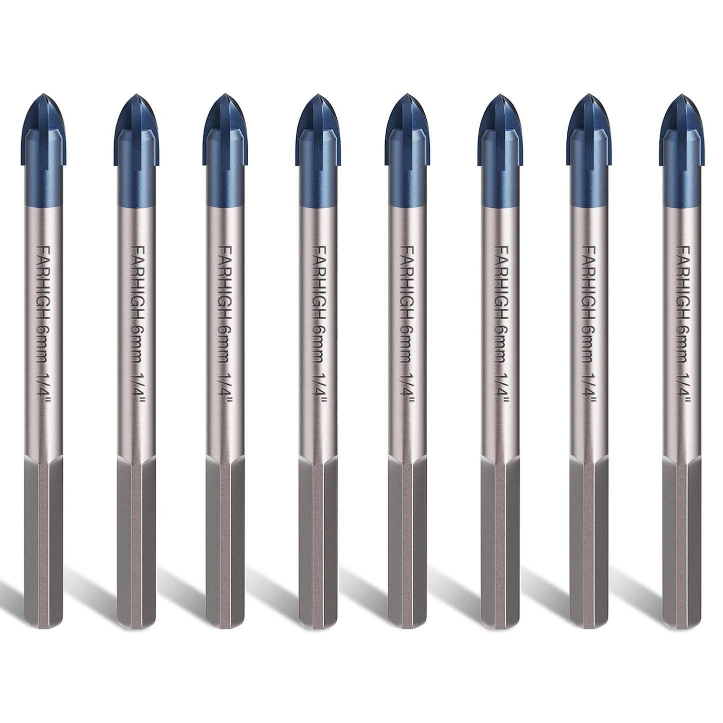 Glass and Tile Drill Bits 10Pcs Set, 1/4" Tungsten & Ti Carbide Tipped Drill Bit for Drilling Holes in Glass, Ceramic, Porclain, Tile, Brick, Wood and Wall