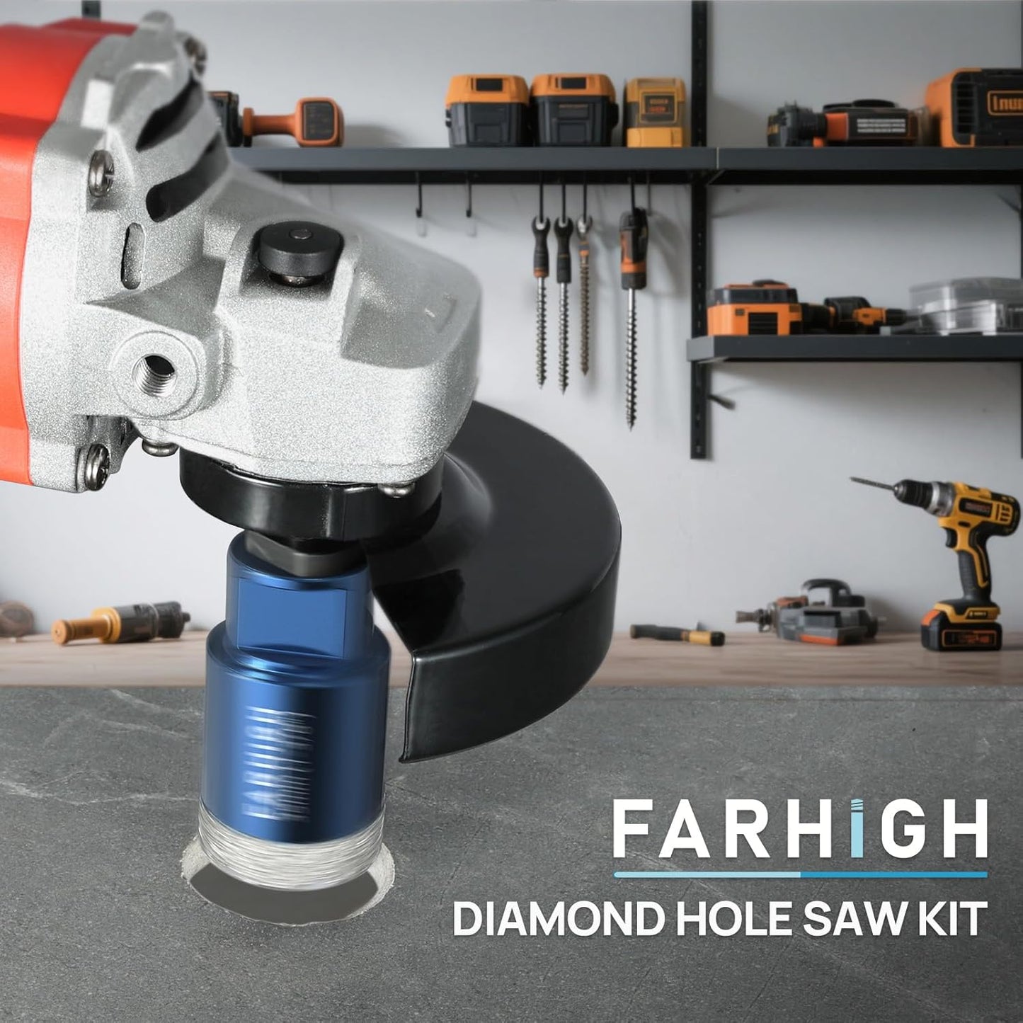 Diamond Core Drill Bits Set 7 Pcs with Adapter, Tile Hole Saw Kit 6/8/10/25/35mm for Porcelain Ceramic Tile Glass Granite, Concrete, M14 Thread for Grinder, 1/4, 5/16, 3/8, 1, 1-3/8 inch