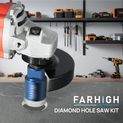 Diamond Core Drill Bits Set 7 Pcs with Adapter, Tile Hole Saw Kit 6/8/10/25/35mm for Porcelain Ceramic Tile Glass Granite, Concrete, M14 Thread for Grinder, 1/4, 5/16, 3/8, 1, 1-3/8 inch