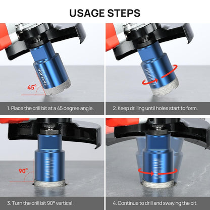 Diamond Core Drill Bits Set 7 Pcs with Adapter, Tile Hole Saw Kit 6/8/10/25/35mm for Porcelain Ceramic Tile Glass Granite, Concrete, M14 Thread for Grinder, 1/4, 5/16, 3/8, 1, 1-3/8 inch